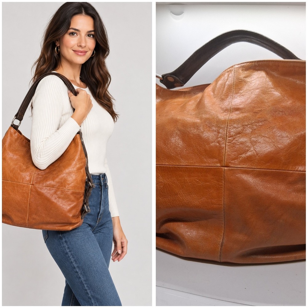 TANO New York Tan Leather Hobo Shoulder Handbag for Barney's